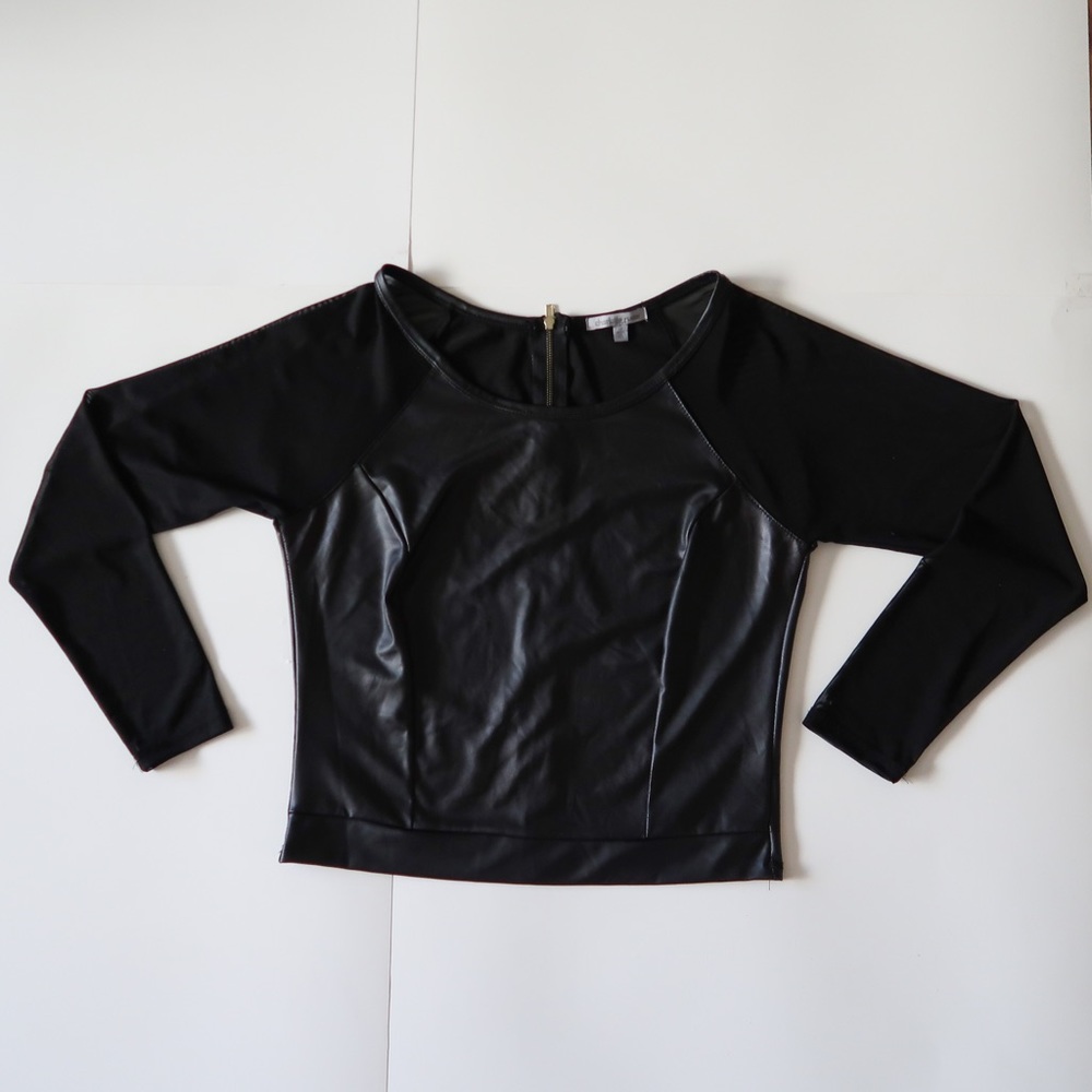 Black Sheer and Pleather Charlotte Russe Top